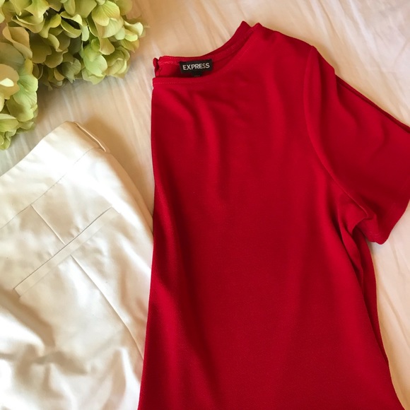 Express Tops - EXPRESS | Red Short Sleeve flare shirt